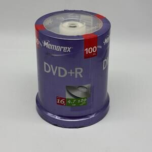 Memorex DVD+R 100 PACK Blank DVD Spindle 16X 4.7 GB 120 min Recordable SEALED